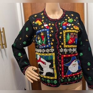 Christmas Sweater Embroidered with Knit Covered Buttons MP